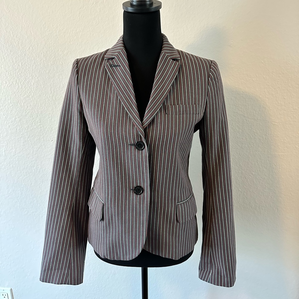 Marc Jacobs pinstriped blazer dark blue white and red striped- size 6